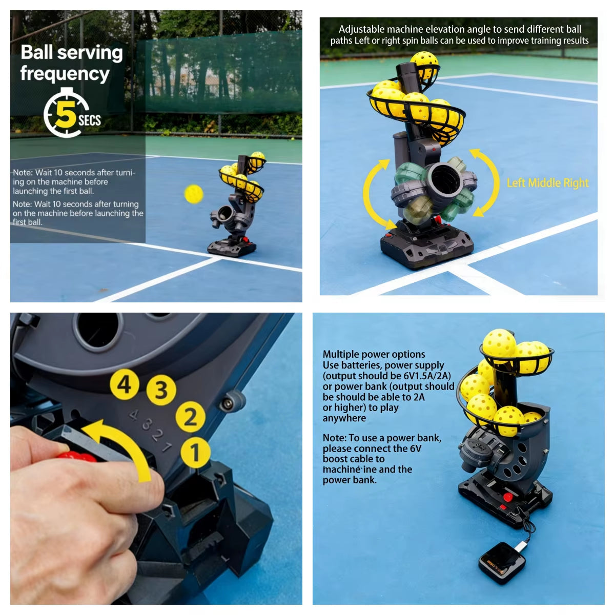 Advanced Pickleball Training Machine with Adjustable Speed, Variable Trajectory, and Automatic Ball Launching for Solo Practice for All Ages